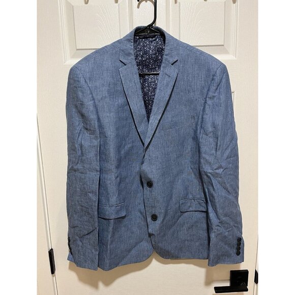 BAR III 100% linen formal chambray blazer 40S Suit lightweight jacket - Picture 1 of 11